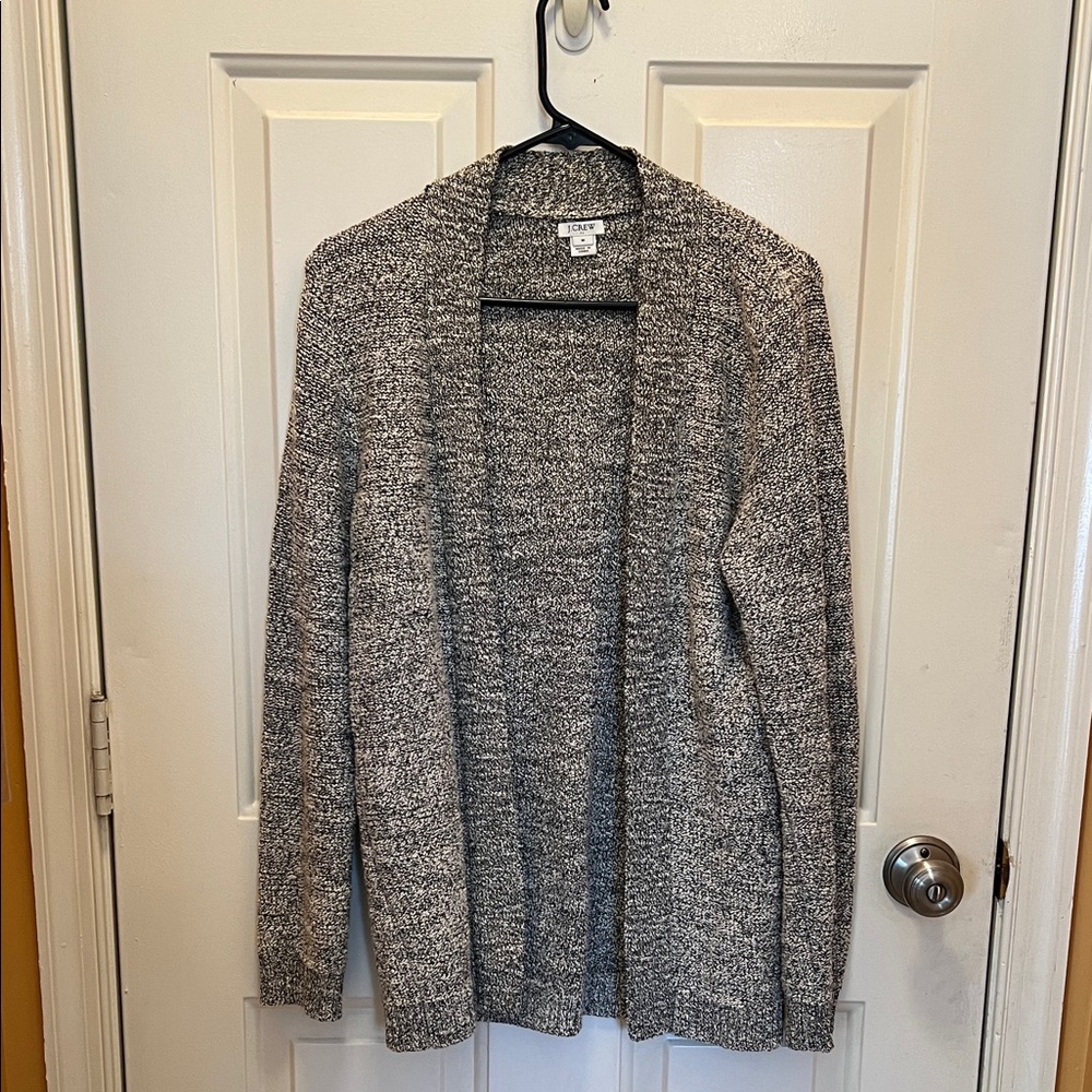 J. Crew Women's Black and White Open-Front Cardigan Medium